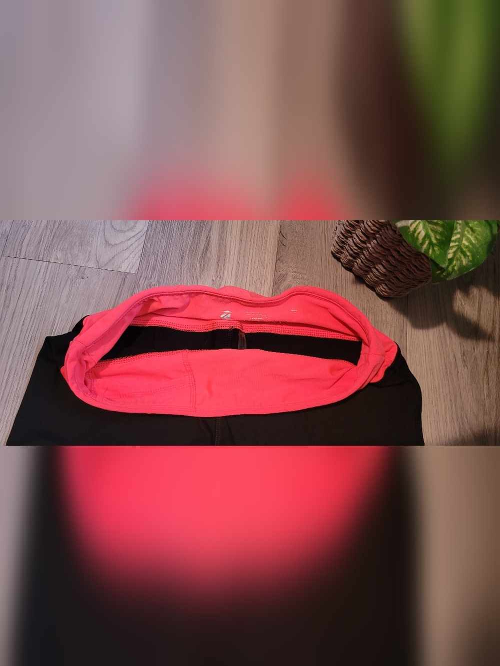 Avia Black & Pink Orange Athletic Running Shorts With Waistband Pocket, Medium - Picture 8 of 13